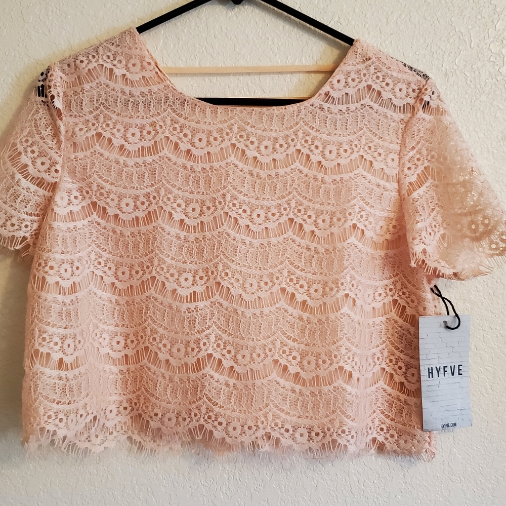 Lacy pink crop top